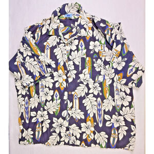 Cristal Sands surfboard hawaiian shirt mens XL floral beach casual EUC
